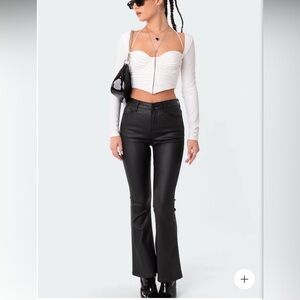 Edikted Luna Flare Faux Leather Pants